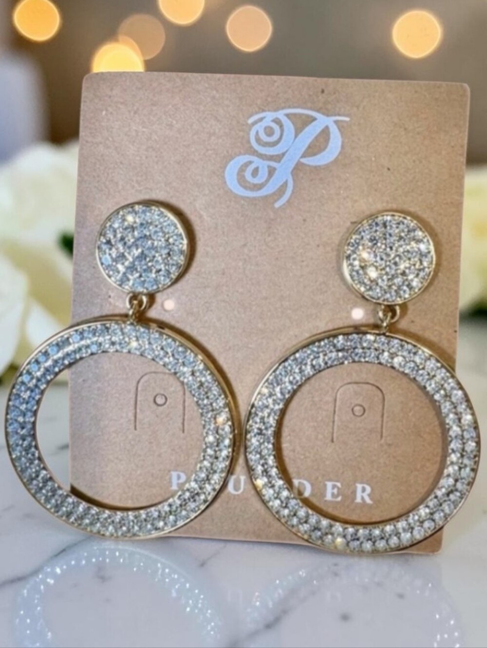 NWT Plunder Gold Tone Sprakly Hoop Drop Earrings